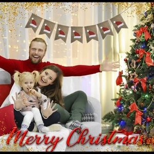 Christmas Burlap Jute Banner Fireplace